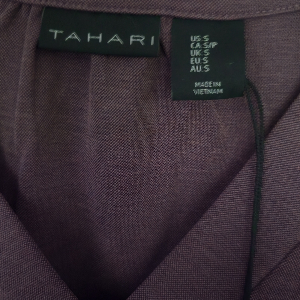 Tahari T-shirt Purple Dress w/ V-neck - Size S - Picture 3 of 6